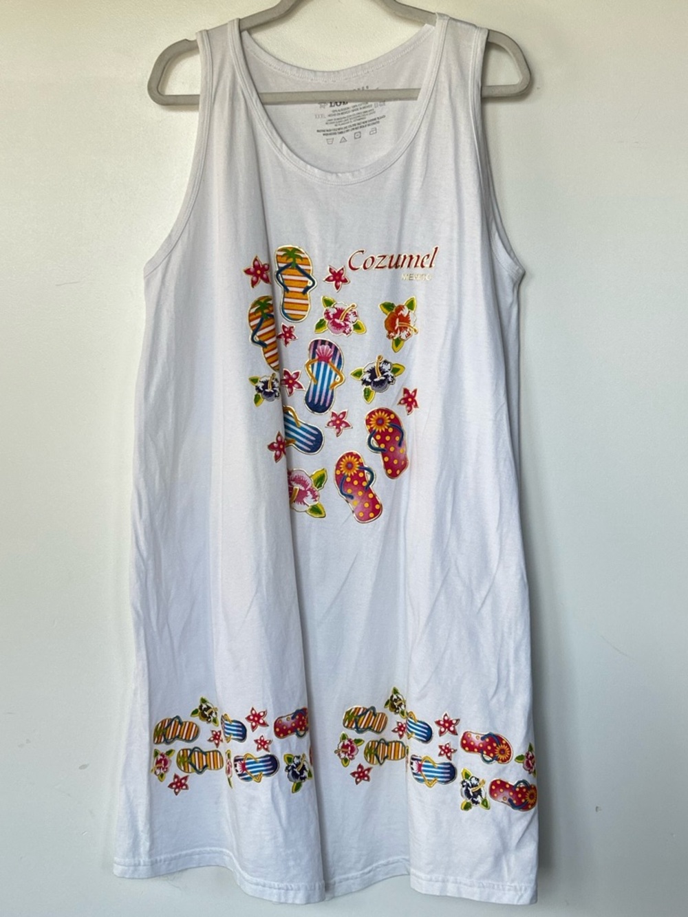 Sandals and Flower Souvenir Cozumel Mexico Swim Cover Dress